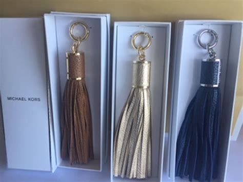 michael michael kors leather tassel charm key fob|MICHAEL KORS Leather Bag Tassel Charm KeyChain Fob.